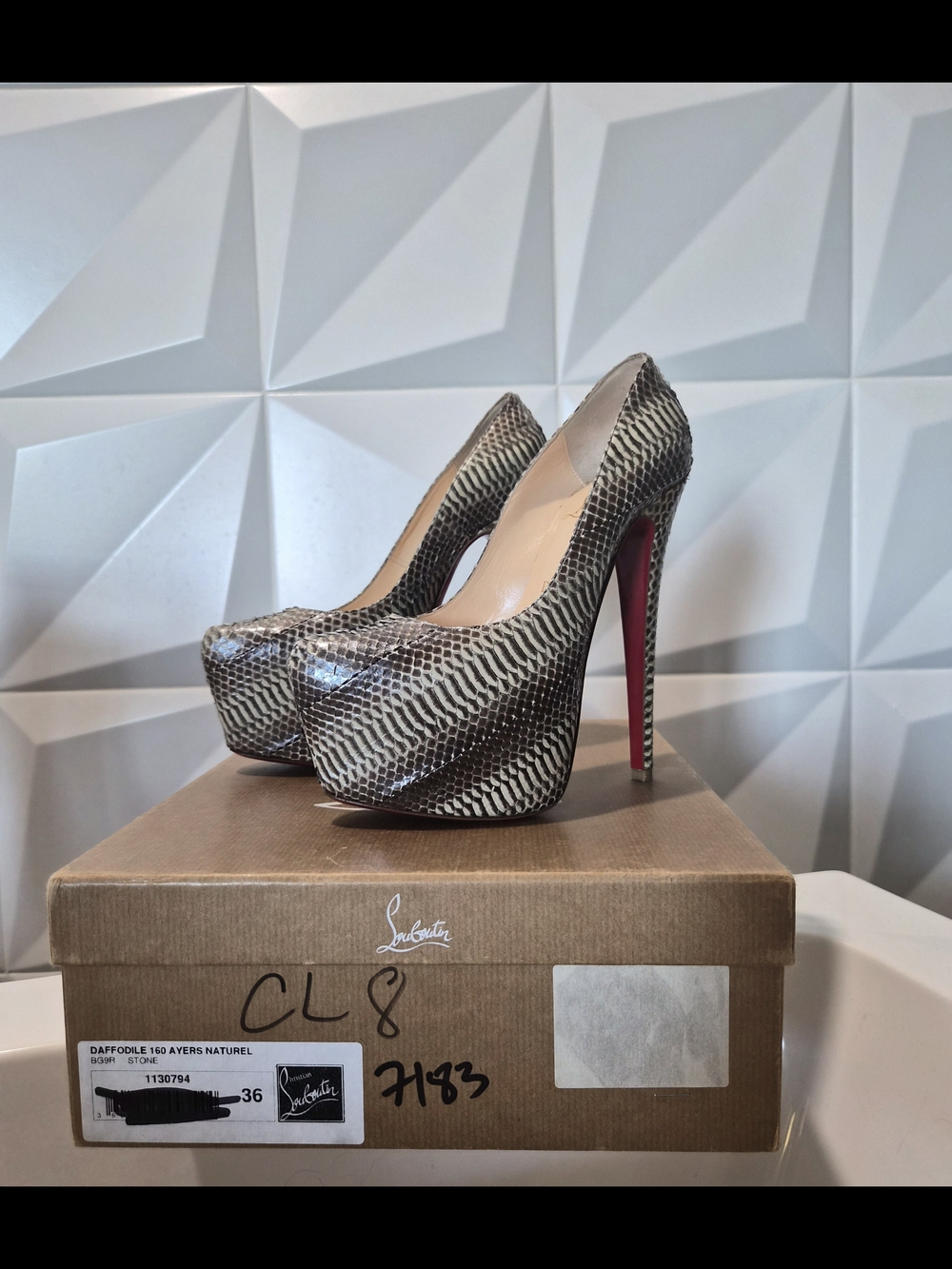 Christian Louboutin Daffodile Platform Pumps in Snakeskin